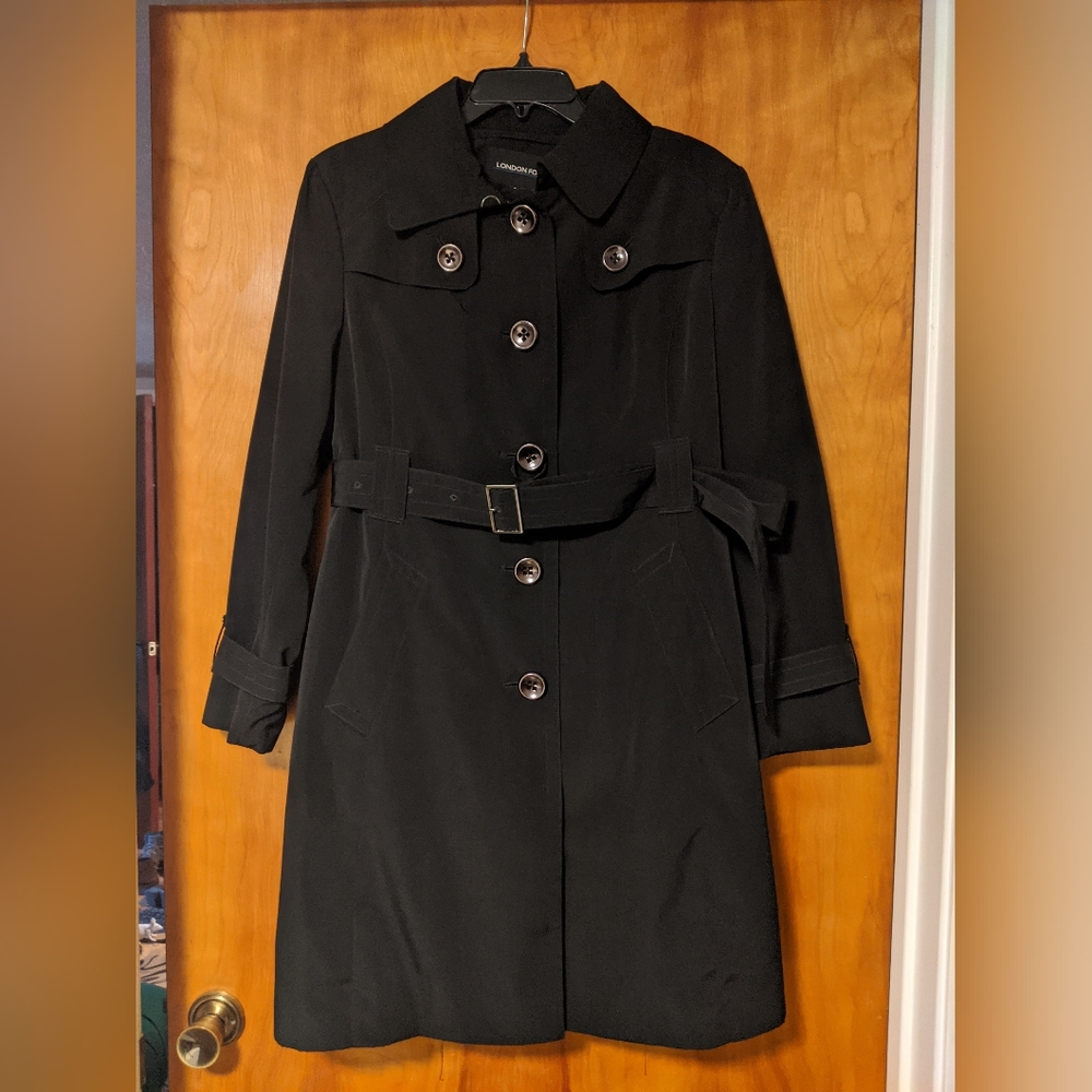 London Fog Black Trench Rain Coat